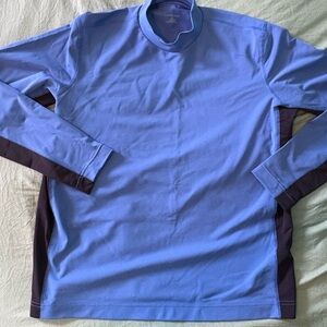 Lands' End Blue and Black Men’s Performance Athletic Long Sleeve Shirt